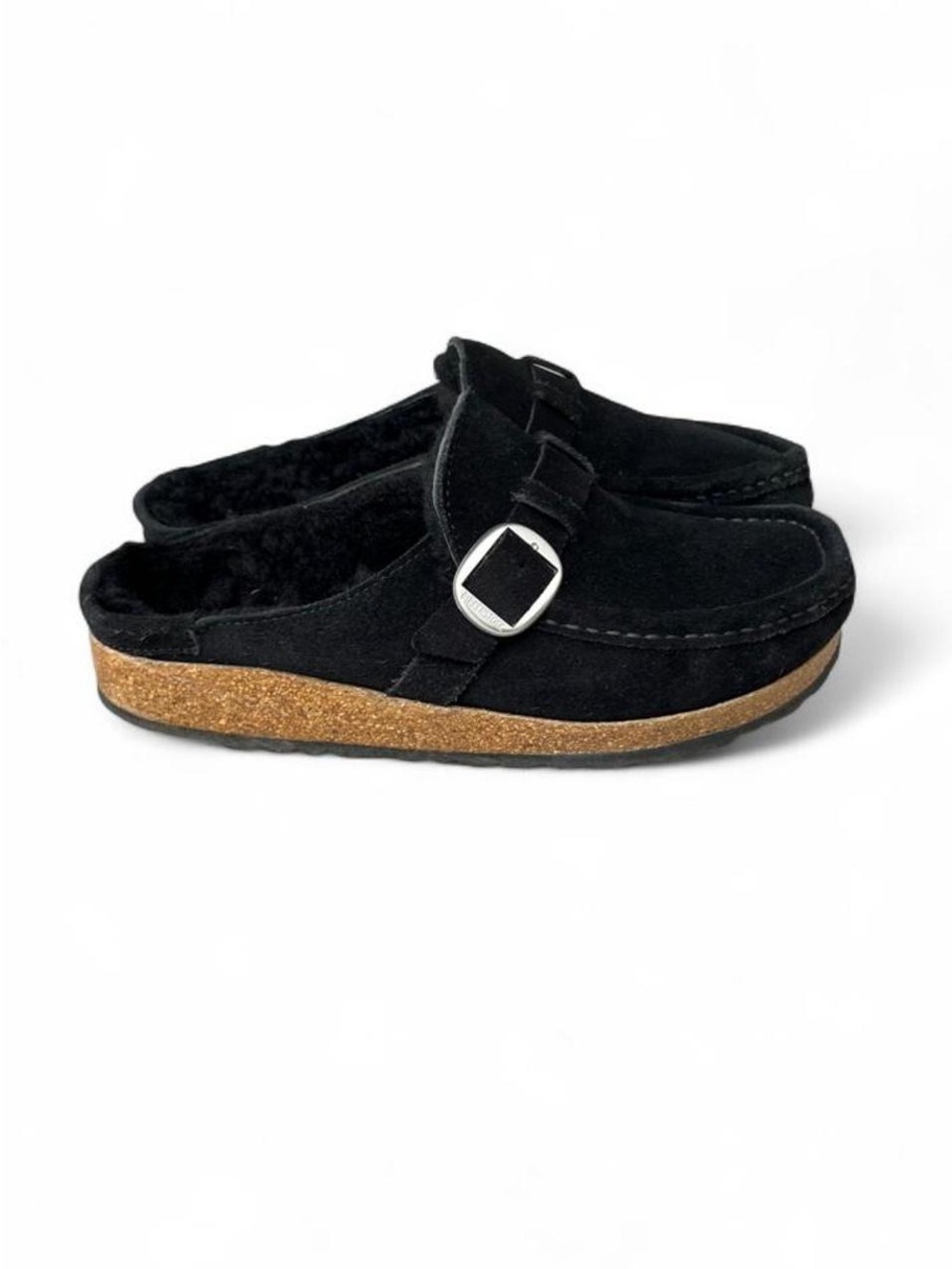 Birkenstock Buckley Shearling Suede Clogs Black EU 38 US Women’s 7-7.5 Narrow - Picture 4 of 7